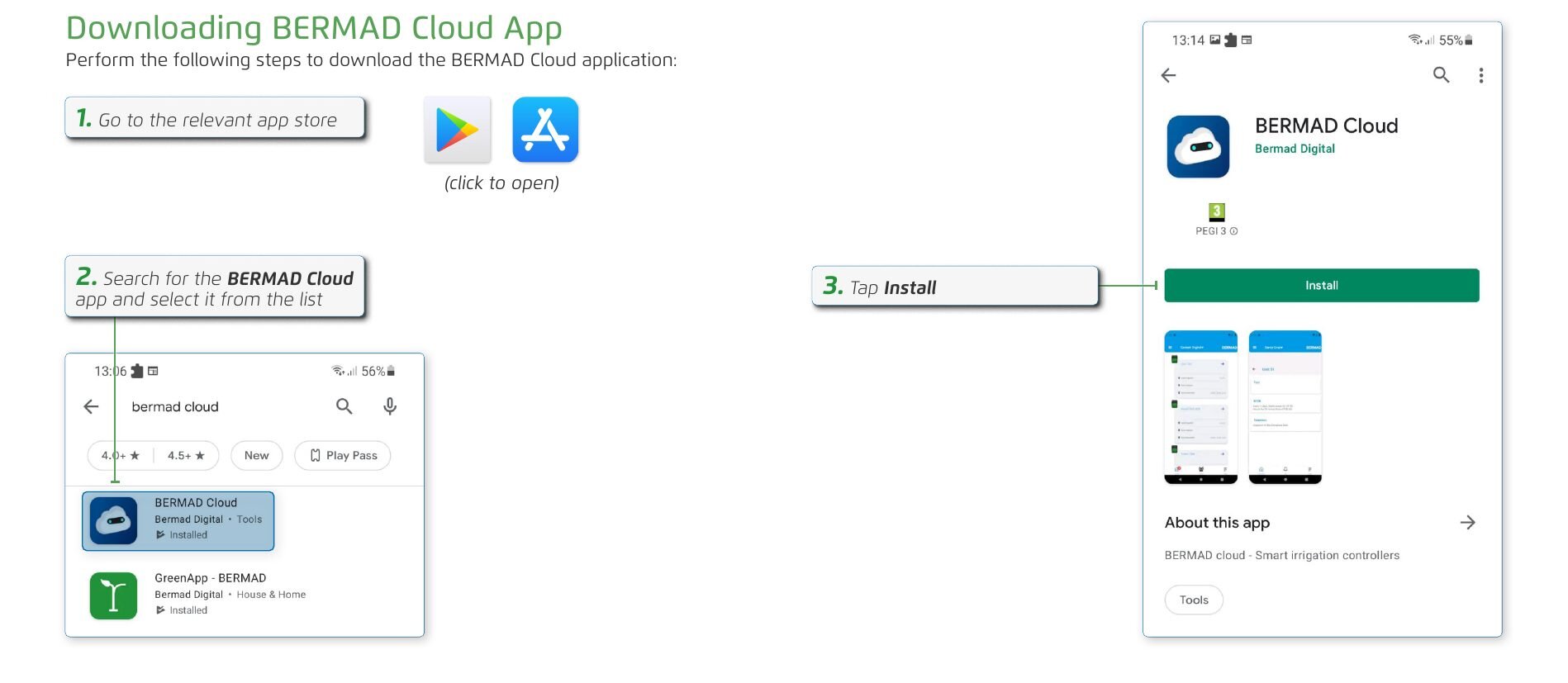 Downloading BERMAD Cloud App — illustration (p.34)